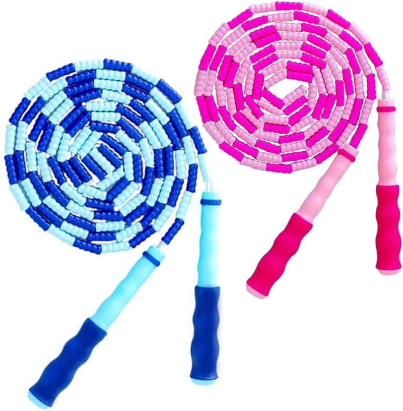 TYSISKNO Jump Rope for Kids Girls and Boys, Soft Beaded Jump Ropes, Adjustable Skipping Rope, Tangle-Free Segmented Rope for Kid and Women Men Adults Exercise, Keeping Fit, Training - 9.2Ft - Image 1